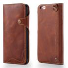 For iPhone 6 Plus / 6s Plus Denior Oil Wax Cowhide Magnetic Button Horizontal Flip Leather Case with Card Slots & Wallet(Brown) - 1