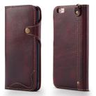 For iPhone 6 Plus / 6s Plus Denior Oil Wax Cowhide Magnetic Button Horizontal Flip Leather Case with Card Slots & Wallet(Dark Red) - 1