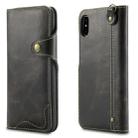 For iPhone X / XS Denior Oil Wax Cowhide Magnetic Button Horizontal Flip Leather Case with Card Slots & Wallet(Black) - 1