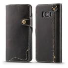 For Galaxy S8 Denior Oil Wax Cowhide Magnetic Button Horizontal Flip Leather Case with Card Slots & Wallet(Black) - 1