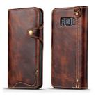 For Galaxy S8 Plus Denior Oil Wax Cowhide Magnetic Button Horizontal Flip Leather Case with Card Slots & Wallet(Brown) - 1