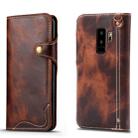 For Galaxy S9 Plus Denior Oil Wax Cowhide Magnetic Button Horizontal Flip Leather Case with Card Slots & Wallet(Brown) - 1