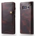 For Galaxy Note 8 Denior Oil Wax Cowhide Magnetic Button Horizontal Flip Leather Case with Card Slots & Wallet(Dark Red) - 1