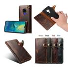 For Huawei Mate 20 Denior Oil Wax Cowhide Magnetic Button Horizontal Flip Leather Case with Card Slots & Wallet(Dark Red) - 6