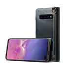 For Galaxy S10 Plus Denior Oil Wax Cowhide Magnetic Button Horizontal Flip Leather Case with Card Slots & Wallet(Dark Blue) - 1