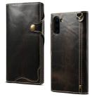 For Galaxy Note 10 Denior Oil Wax Cowhide Magnetic Button Horizontal Flip Leather Case with Card Slots & Wallet(Black) - 1