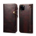 For iPhone 11 Denior Oil Wax Cowhide Magnetic Button Horizontal Flip Leather Case with Card Slots & Wallet(Dark Red) - 1