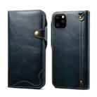 For iPhone 11 Pro Denior Oil Wax Cowhide Magnetic Button Horizontal Flip Leather Case with Card Slots & Wallet(Dark Blue) - 1