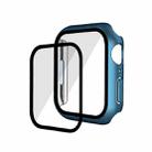 Electroplating Matte All-inclusive PC + Tempered Glass Watch Case For Apple Watch Series 9 / 8 / 7 41mm(Blue Aluminum) - 1
