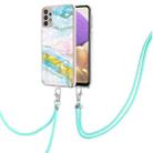 For Samsung Galaxy A33 5G Electroplating Marble IMD TPU Phone Case with Lanyard(Green 004) - 1