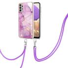 For Samsung Galaxy A53 5G Electroplating Marble IMD TPU Phone Case with Lanyard(Purple 001) - 1