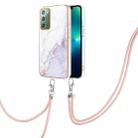 For Samsung Galaxy Note20 Electroplating Marble IMD TPU Phone Case with Lanyard(White 006) - 1