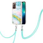 For Samsung Galaxy Note20 Ultra Electroplating Marble IMD TPU Phone Case with Lanyard(Green 004) - 1