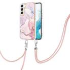 For Samsung Galaxy S22 5G Electroplating Marble IMD TPU Phone Case with Lanyard(Rose Gold 005) - 1