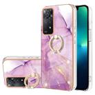 For Xiaomi Redmi Note 11 Pro 5G / 4G Electroplating Marble Pattern IMD TPU Shockproof Phone Case with Ring Holder(Purple 001) - 1