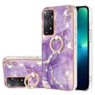 For Xiaomi Redmi Note 11 Pro 5G / 4G Electroplating Marble Pattern IMD TPU Shockproof Phone Case with Ring Holder(Purple 002) - 1