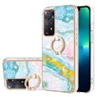 For Xiaomi Redmi Note 11 Pro 5G / 4G Electroplating Marble Pattern IMD TPU Shockproof Phone Case with Ring Holder(Green 004) - 1
