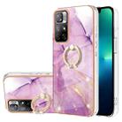 For Xiaomi Redmi Note 11 5G China / Poco M4 Pro 5G / Note 11T 5G India Electroplating Marble Pattern IMD TPU Shockproof Phone Case with Ring Holder(Purple 001) - 1