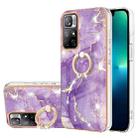 For Xiaomi Redmi Note 11 5G China / Poco M4 Pro 5G / Note 11T 5G India Electroplating Marble Pattern IMD TPU Shockproof Phone Case with Ring Holder(Purple 002) - 1