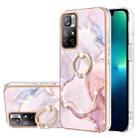 For Xiaomi Redmi Note 11 5G China / Poco M4 Pro 5G / Note 11T 5G India Electroplating Marble Pattern IMD TPU Shockproof Phone Case with Ring Holder(Rose Gold 005) - 1