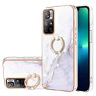 For Xiaomi Redmi Note 11 5G China / Poco M4 Pro 5G / Note 11T 5G India Electroplating Marble Pattern IMD TPU Shockproof Phone Case with Ring Holder(White 006) - 1