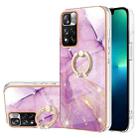 For Xiaomi Mi 11i / 11i HyperCharge Foreign Version & Redmi Note 11 Pro / Note 11 Pro+ China Electroplating Marble Pattern IMD TPU Shockproof Phone Case with Ring Holder(Purple 001) - 1