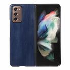 For Samsung Galaxy Z Fold2 5G Yellow Cow Texture PU Phone Case(Blue) - 1