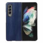 For Samsung Galaxy Z Fold3 5G Yellow Cow Texture PU Phone Case(Blue) - 1