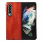 For Samsung Galaxy Z Fold3 5G Yellow Cow Texture PU Phone Case(Brown) - 1