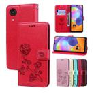 For Samsung Galaxy A03 Core Rose Embossed Leather Phone Case(Red) - 1