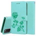 For Samsung Galaxy A03s 164mm Rose Embossed Leather Phone Case(Green) - 1