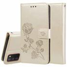 For Samsung Galaxy A03s 164mm Rose Embossed Leather Phone Case(Gold) - 1