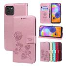 For Samsung Galaxy A03 164mm Rose Embossed Leather Phone Case(Rose Gold) - 1
