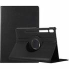 For Samsung Galaxy Tab S8 Ultra 360 Degrees Rotation Holder Litchi Leather Tablet Case(Black) - 1