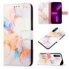 For OnePlus Nord CE 5G PT003 Marble Pattern Flip Leather Phone Case(Galaxy Marble White LS004) - 1