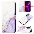 For OnePlus Nord N200 5G & OPPO A74 5G PT003 Marble Pattern Flip Leather Phone Case(White Purple LS006) - 1
