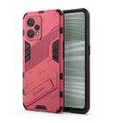 For OPPO Realme 9 Pro+ Punk Armor 2 in 1 PC + TPU Shockproof Phone Case with Invisible Holder(Light Red) - 1