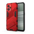 For OPPO Realme 9 Pro+ Punk Armor 2 in 1 PC + TPU Shockproof Phone Case with Invisible Holder(Red) - 1