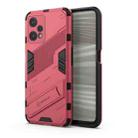 For OPPO Realme 9 Pro Punk Armor 2 in 1 PC + TPU Shockproof Phone Case with Invisible Holder(Light Red) - 1