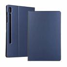 For Samsung Galaxy Tab S8 Ultra Elasticity Leather Tablet Case with Holder(Dark Blue) - 1