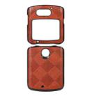 For Motorola Moto Razr 5G Weave Plaid PU Phone Case(Brown) - 1