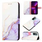 For Xiaomi Redmi Note 10 Pro / Note 10 Pro Max PT003 Marble Pattern Flip Leather Phone Case(White Purple LS006) - 1