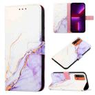 For Xiaomi Poco M3 / Redmi 9T / 9 Power PT003 Marble Pattern Flip Leather Phone Case(White Purple LS006) - 1