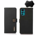 For Motorola Moto G22 KHAZNEH Custer Genuine Leather RFID Phone Case(Black) - 1