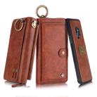 For Galaxy S9 POLA Multi-function Fashion Zipper Magnetic Horizontal Flip Leather Case with Card Slots & Wallet & Photo Frame & Lanyard(Brown) - 1