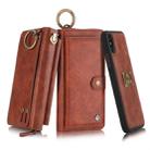 For iPhone X POLA Multi-function Fashion Zipper Magnetic Horizontal Flip Leather Case with Card Slots & Wallet & Photo Frame & Lanyard(Brown) - 1