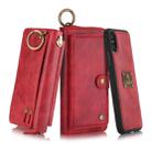 For iPhone X POLA Multi-function Fashion Zipper Magnetic Horizontal Flip Leather Case with Card Slots & Wallet & Photo Frame & Lanyard(Red) - 1