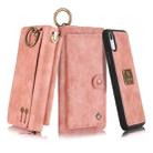 For iPhone XR POLA Multi-function Fashion Zipper Magnetic Horizontal Flip Leather Case with Card Slots & Wallet & Photo Frame & Lanyard(Pink) - 1