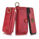 For iPhone XS Max POLA Multi-function Fashion Zipper Magnetic Horizontal Flip Leather Case with Card Slots & Wallet & Photo Frame & Lanyard(Red) - 1