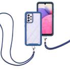 For Samsung Galaxy A33 5G Starry Sky Solid Color Series Shockproof PC + TPU Protective Phone Case with Neck Strap(Blue) - 1